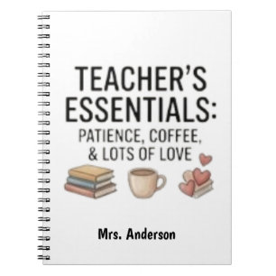 Caderno Espiral Essenciais para Professores Paciência Café Amor Pe