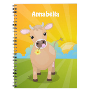 Caderno Espiral Esta adorável vaca feliz vai adicionar uma farsa
