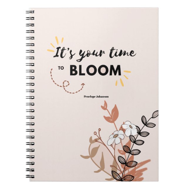 Caderno Espiral Está na hora de Bloom Dourado Planner Botânico (Frente)