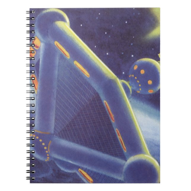 Caderno Espiral Estação Espacial Orbitando Ficção Científica Vinta (Frente)