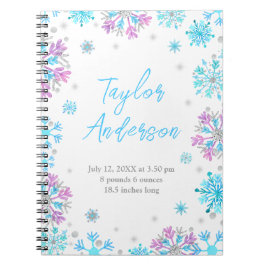 Caderno Espiral Estacas de Nascimento com Flocos de Neve Puros e A