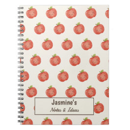 Caderno Espiral Estadia Personalizada Maçã Sortuda Fofa Aquarela
