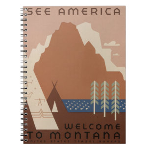 Caderno Espiral Estado de Montana: Montanhas, Tribos, País do Gran