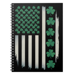 Caderno Espiral Estados Unidos, América Flag Shamrocks, Dia de São