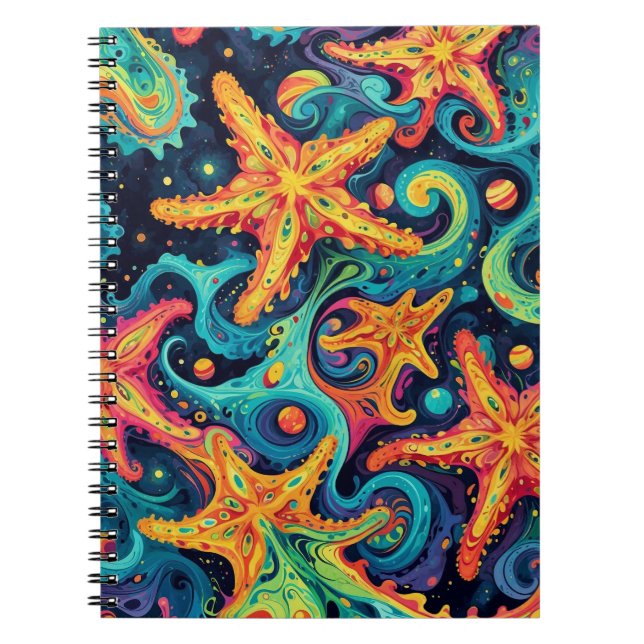 Caderno Espiral Estaleiro psicodélico e ondas cósmicas (Frente)