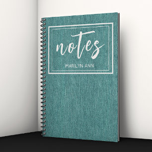 Caderno Espiral Estampa de Denim Azul Teal Moderno Clássico Espira