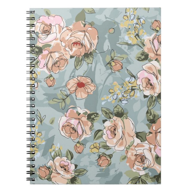 Caderno Espiral estampagem em forma de flor, design, ilustração, a (Frente)