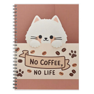 Caderno Espiral Estampas de pata de gato e feijão-de-café