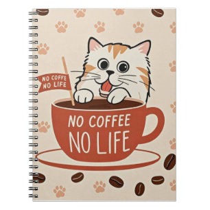 Caderno Espiral Estampas pequenas de pata de gato e Poster de café