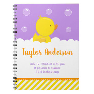 Caderno Espiral Estatísticas de Nascimento de Borracha Ducky Amare