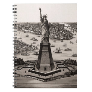Caderno Espiral Estátua da liberdade no porto de New York