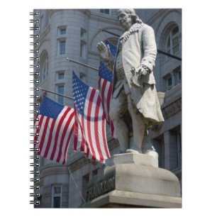 Caderno Espiral Estátua de Benjamin Franklin em Washington, DC