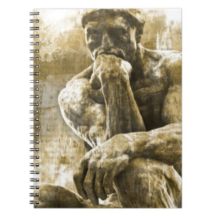 Caderno Espiral Estátua de bronze afligida Auguste Rodin o