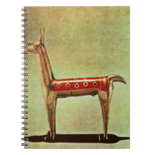 Caderno Espiral Estatueta de prata do lama, de Peru, depois de