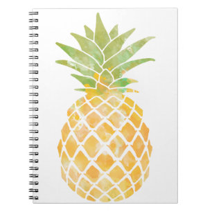 Caderno Espiral Estêncil de ananás amarelo e verde