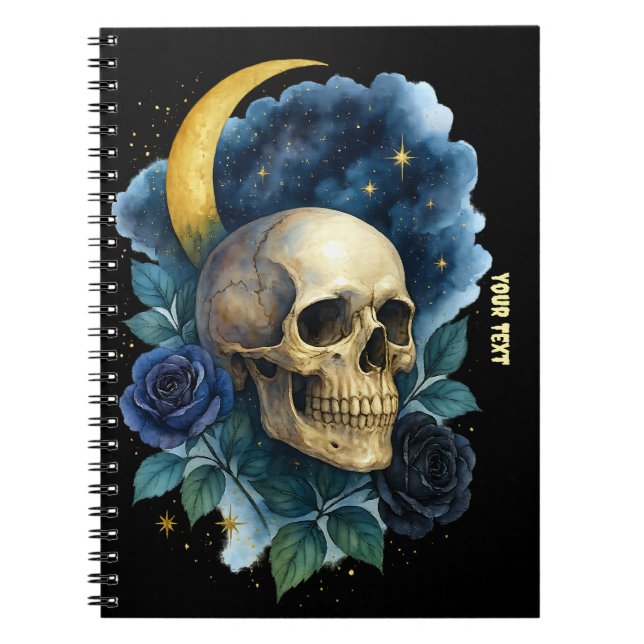 Caderno Espiral Estética de Bruxa Gótica Floral Halloween Assustad (Frente)