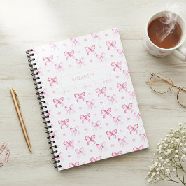 Caderno Espiral Estética de Garota Fofa Rosa Coquette