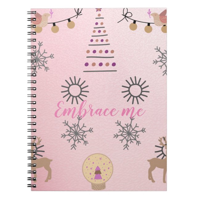 Caderno Espiral Estética de Natal para Rosas claro bonitas (Frente)