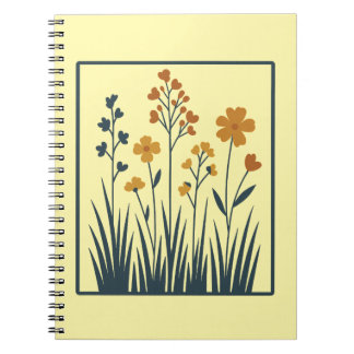 Caderno Espiral Estética Floral Botânica de Flor Silvestre