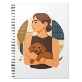 Caderno Espiral Estética Moderna de Mãe de Cachorro com Cachorrinh