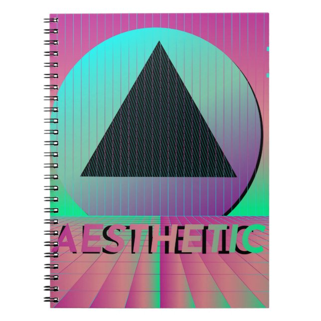 Caderno Espiral estética vaporwave (Frente)