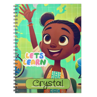 Caderno Espiral Estético de Menina Negra Fofa para