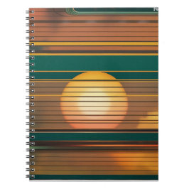 Caderno Espiral Estético Linhas do Pôr do Sol Retr