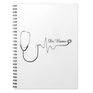 Caderno Espiral Estetoscópio com Nome de Médico Personalizado no D