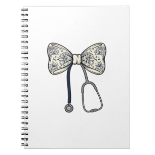Caderno Espiral Estetoscópio de Laço de Enfermeira Vintage Design