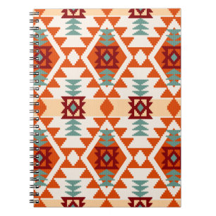 Caderno Espiral Estilo Americano Nativo Geométrico Sem Vista