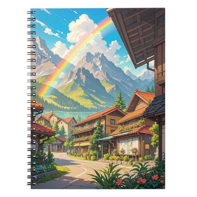 Caderno Espiral estilo anime da aldeia dos sonhos (Frente)