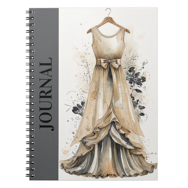 Caderno Espiral Estilo Antiquado Pequeno Vestido Preto Planner LBD (Frente)
