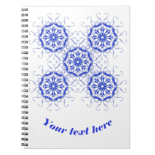 Caderno Espiral estilo barroco element.text. azul