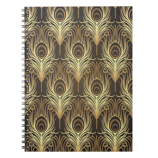 Caderno Espiral Estilo de arte deco padrão geométrico uniforme em  (Frente)