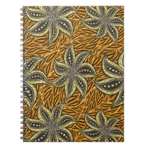 Caderno Espiral Estilo de Batik Floral Abstrato africano