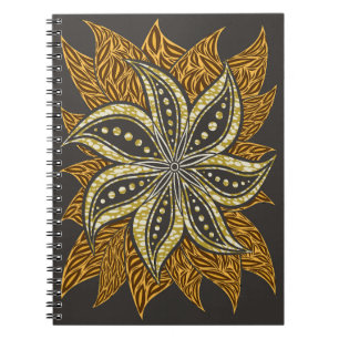 Caderno Espiral Estilo de Batik Floral Abstrato africano