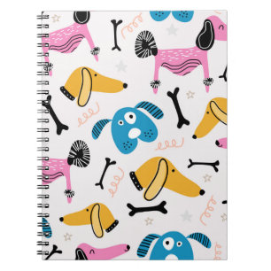 Caderno Espiral Estilo de cão bonito com o desenho da face de um 