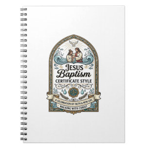Caderno Espiral Estilo de Certificado de Batismo de Jesus Certific