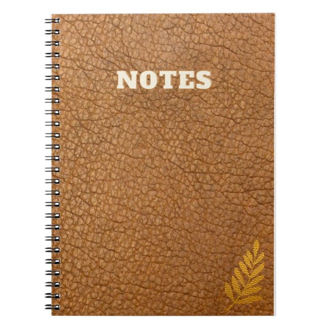Caderno Espiral estilo de couro marrom caki (Frente)