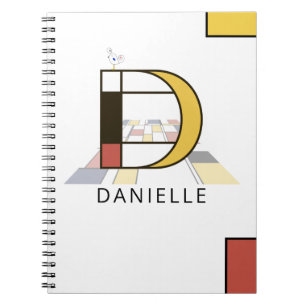 Caderno Espiral Estilo de Neoplasticismo Único Monograma. Letra D