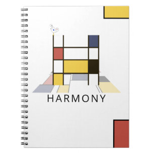 Caderno Espiral Estilo de Neoplasticismo Único Monograma. Letra H