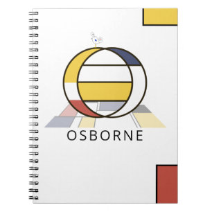 Caderno Espiral Estilo de Neoplasticismo Único Monograma. Letra O