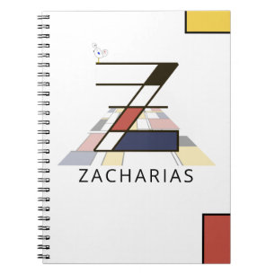 Caderno Espiral Estilo de Neoplasticismo Único Monograma. Letra Z