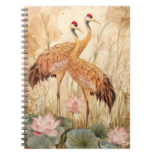 Caderno Espiral estilo de pintura tradicional chinês "flores e pás