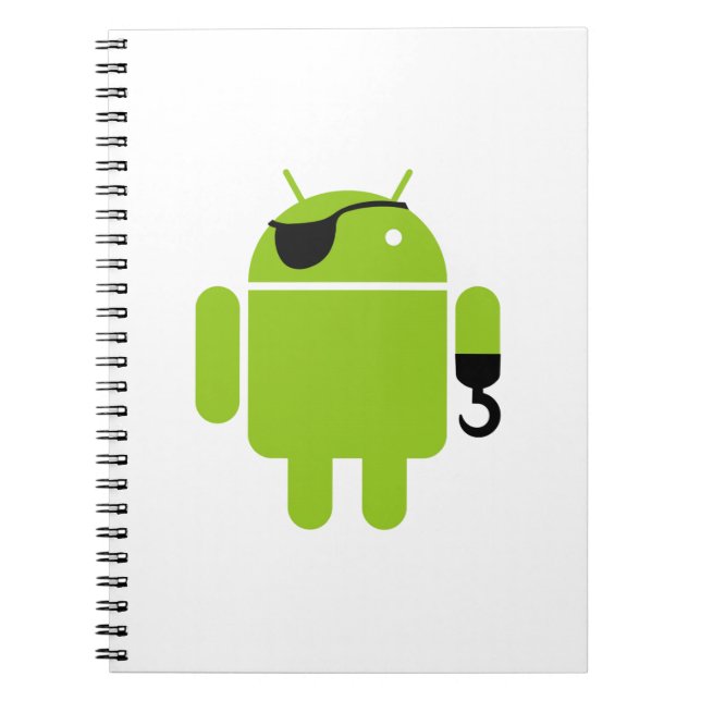Caderno Espiral Estilo de Pirata de Robô Android (Frente)