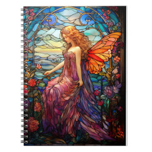 Caderno Espiral Estilo de Tiffany Vidro Estido Fada Mágica