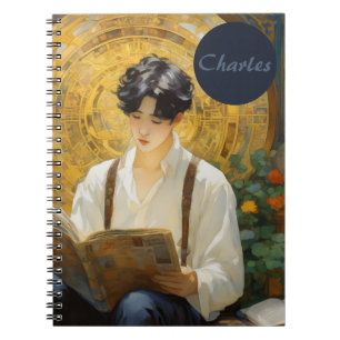 Caderno Espiral Estilo de Vintagem Romântico Arte de Leitura de Me