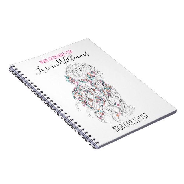 Caderno Espiral Estilo Floral de Cabelo Branco Branco Branco Moder (Lado Direito)