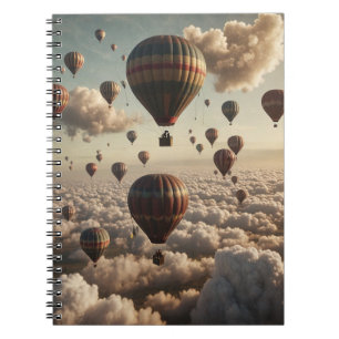 Caderno Espiral Estilo impressionista Balões de Ar Quente no Céu