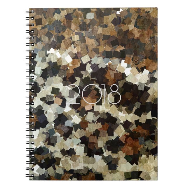 Caderno Espiral Estilo Leopardo Brown Black Mosaic, 2018 Padrão (Frente)